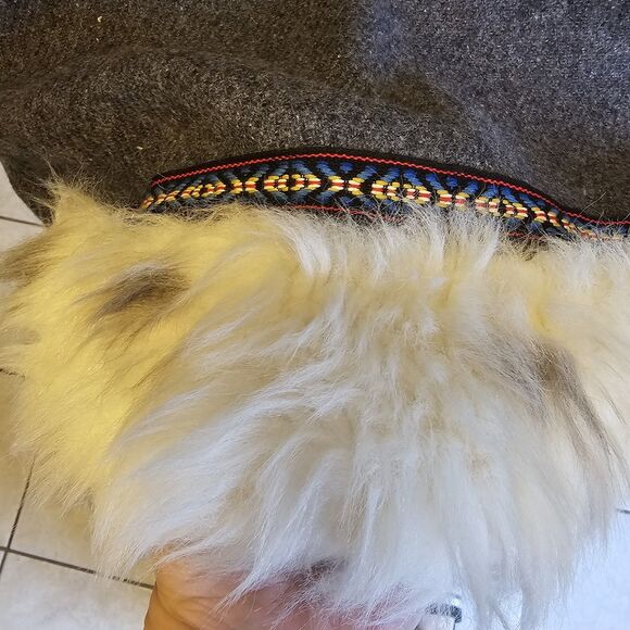 True Vintage 70s Gray Nordic Faux Fur Penny Lane Toggle Wool Coat Womens S Boho - Picture 8 of 8